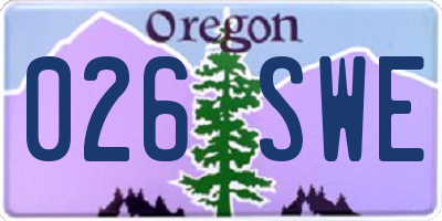 OR license plate 026SWE