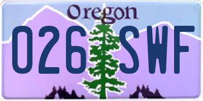 OR license plate 026SWF
