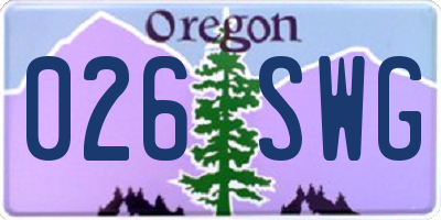 OR license plate 026SWG