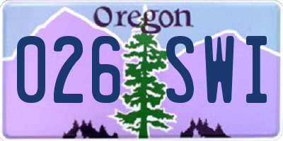 OR license plate 026SWI