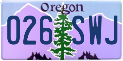 OR license plate 026SWJ