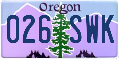 OR license plate 026SWK