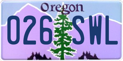 OR license plate 026SWL