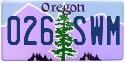 OR license plate 026SWM