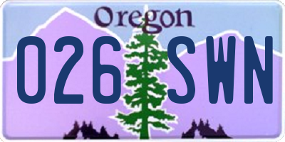 OR license plate 026SWN
