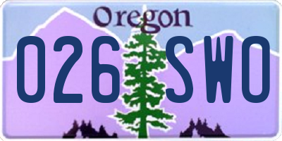 OR license plate 026SWO