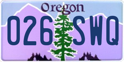 OR license plate 026SWQ