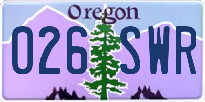 OR license plate 026SWR
