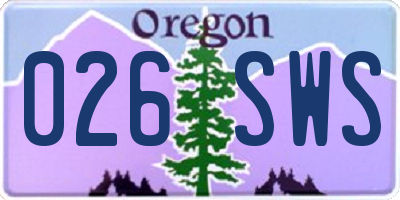 OR license plate 026SWS