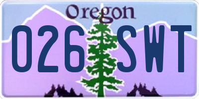 OR license plate 026SWT