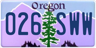 OR license plate 026SWW