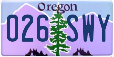 OR license plate 026SWY