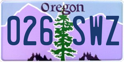 OR license plate 026SWZ
