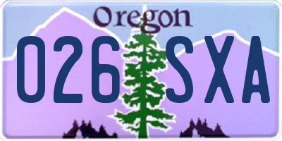 OR license plate 026SXA