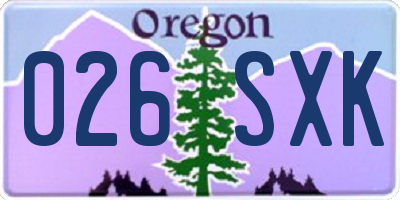 OR license plate 026SXK