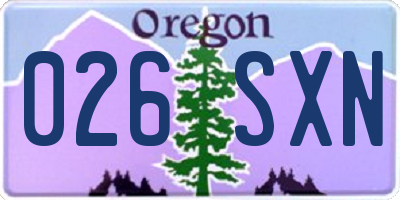 OR license plate 026SXN