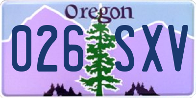 OR license plate 026SXV