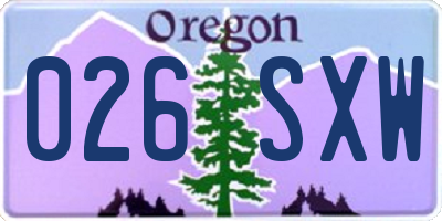 OR license plate 026SXW