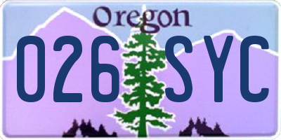 OR license plate 026SYC