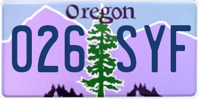 OR license plate 026SYF