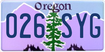 OR license plate 026SYG