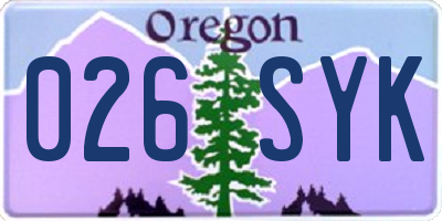 OR license plate 026SYK