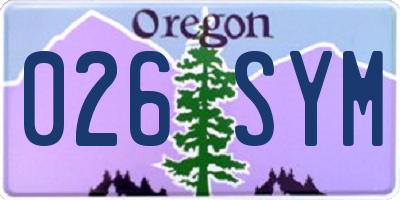 OR license plate 026SYM