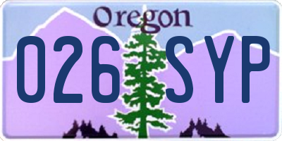 OR license plate 026SYP