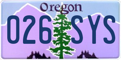 OR license plate 026SYS