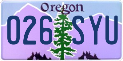 OR license plate 026SYU