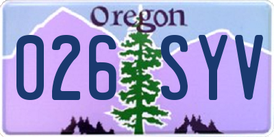 OR license plate 026SYV