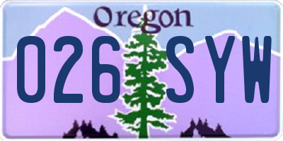 OR license plate 026SYW