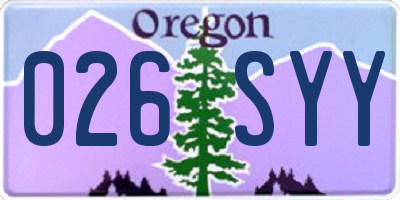 OR license plate 026SYY
