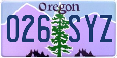 OR license plate 026SYZ