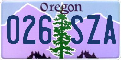 OR license plate 026SZA