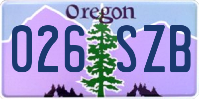 OR license plate 026SZB