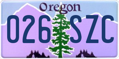 OR license plate 026SZC