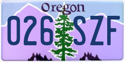 OR license plate 026SZF