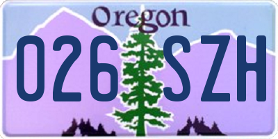 OR license plate 026SZH