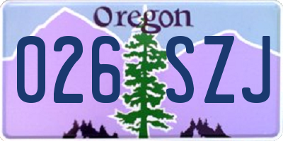 OR license plate 026SZJ