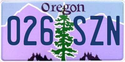 OR license plate 026SZN