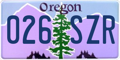 OR license plate 026SZR