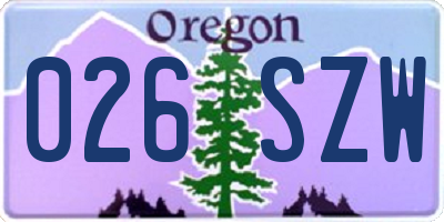 OR license plate 026SZW