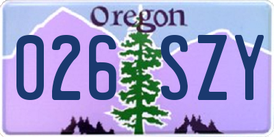OR license plate 026SZY