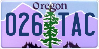 OR license plate 026TAC