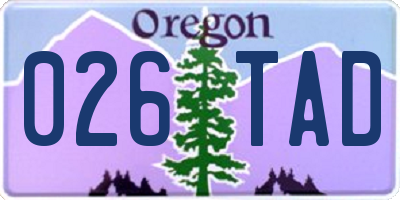 OR license plate 026TAD
