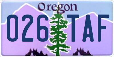 OR license plate 026TAF