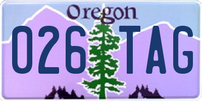 OR license plate 026TAG