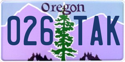 OR license plate 026TAK
