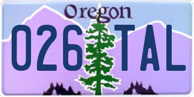 OR license plate 026TAL